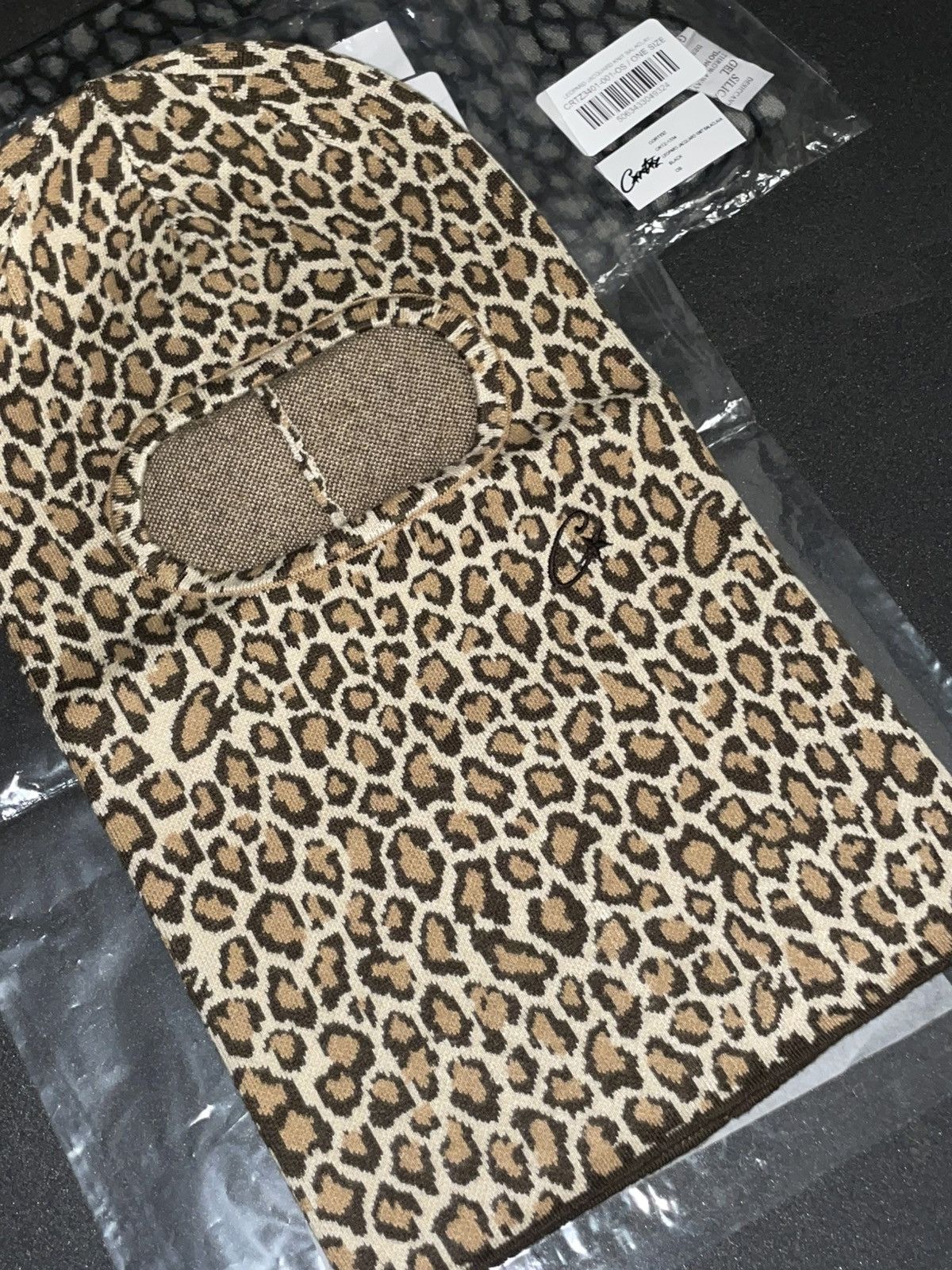 Corteiz CORTEIZ LEOPARD JACQUARD KNIT BALACLAVA [BROWN] Size ONE SIZE - 2 Thumbnail