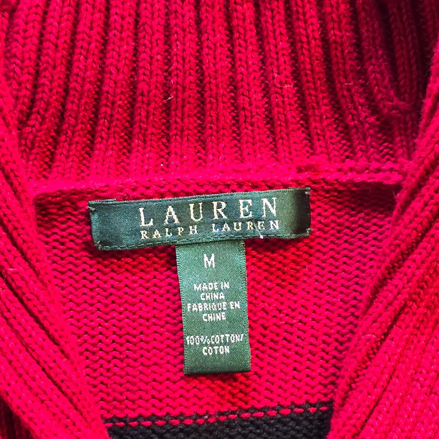 Ralph Lauren Lauren Ralph Lauren Sweater Womens Medium Red Striped High Neck Buckle Preppy Size M / US 6-8 / IT 42-44 - 3 Thumbnail