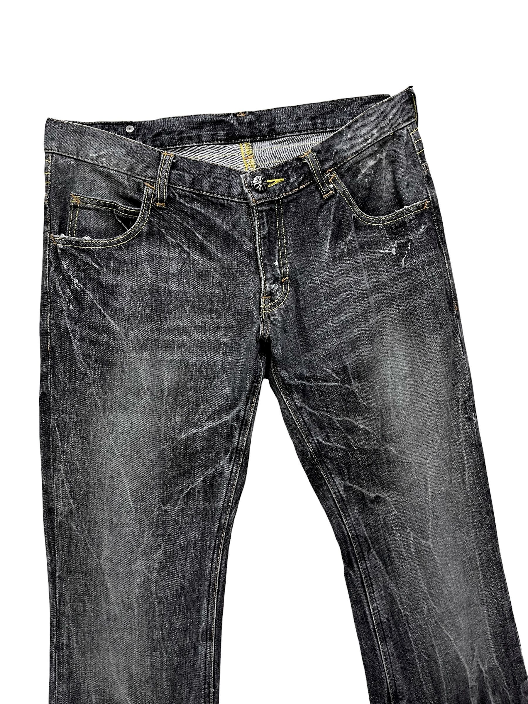 Seditionaries Vintage Army Of No! Punk Heavy Whiskers Flare Black Denim Size US 31 - 4 Thumbnail