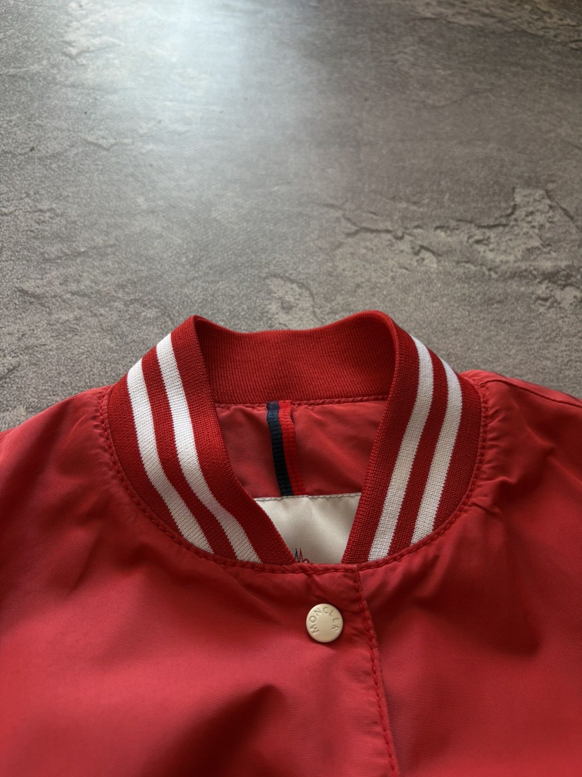 Moncler Moncler Red Nylon Varsity Bomber Jacket Snap Button Up sz 0 Size XS / US 0-2 / IT 36-38 - 8 Thumbnail