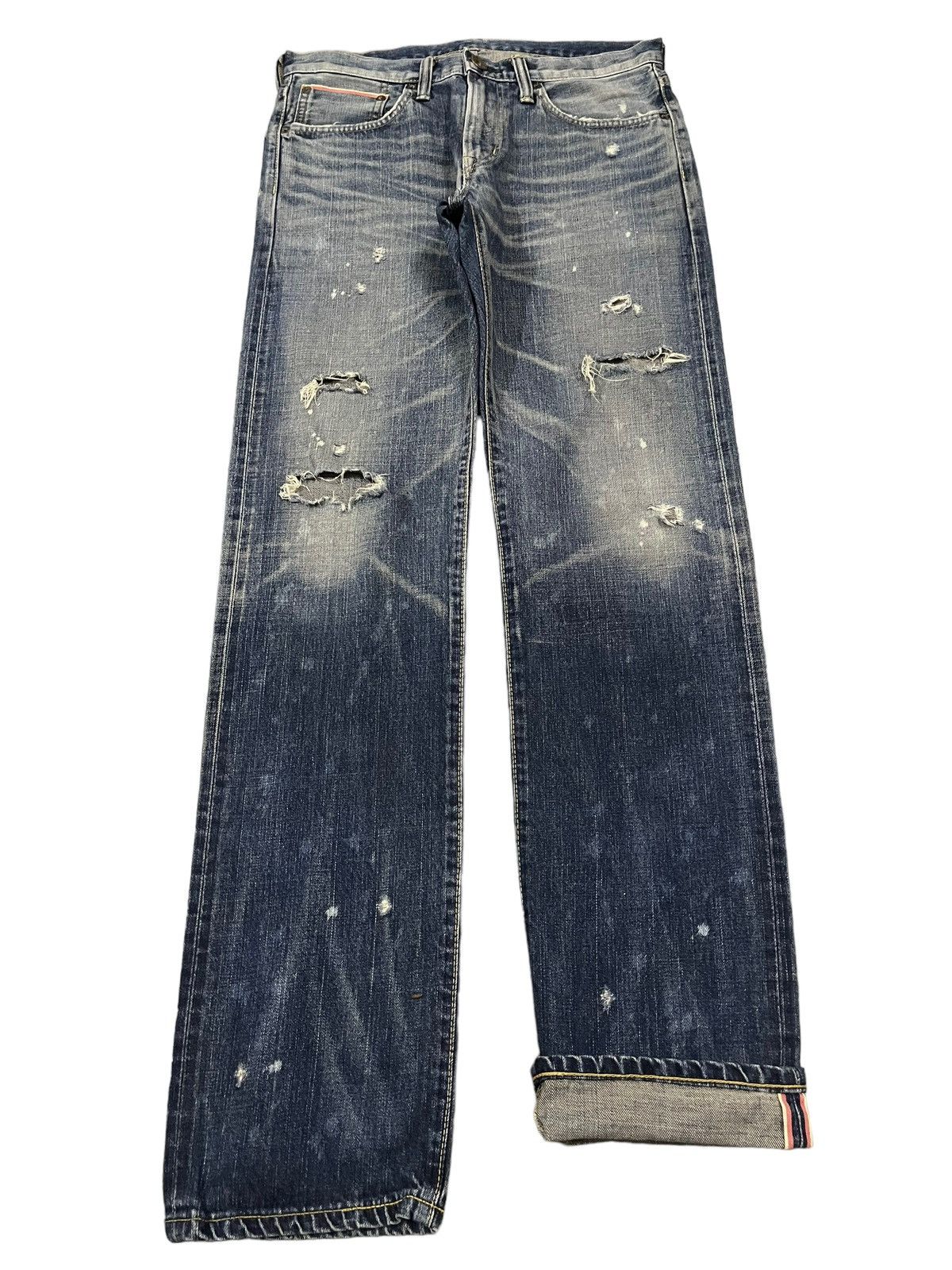 Edwin Vintage 90s Edwin 505 Selvedge Blue Wash Distressed Jeans Size US 32 / EU 48 - 1 Thumbnail