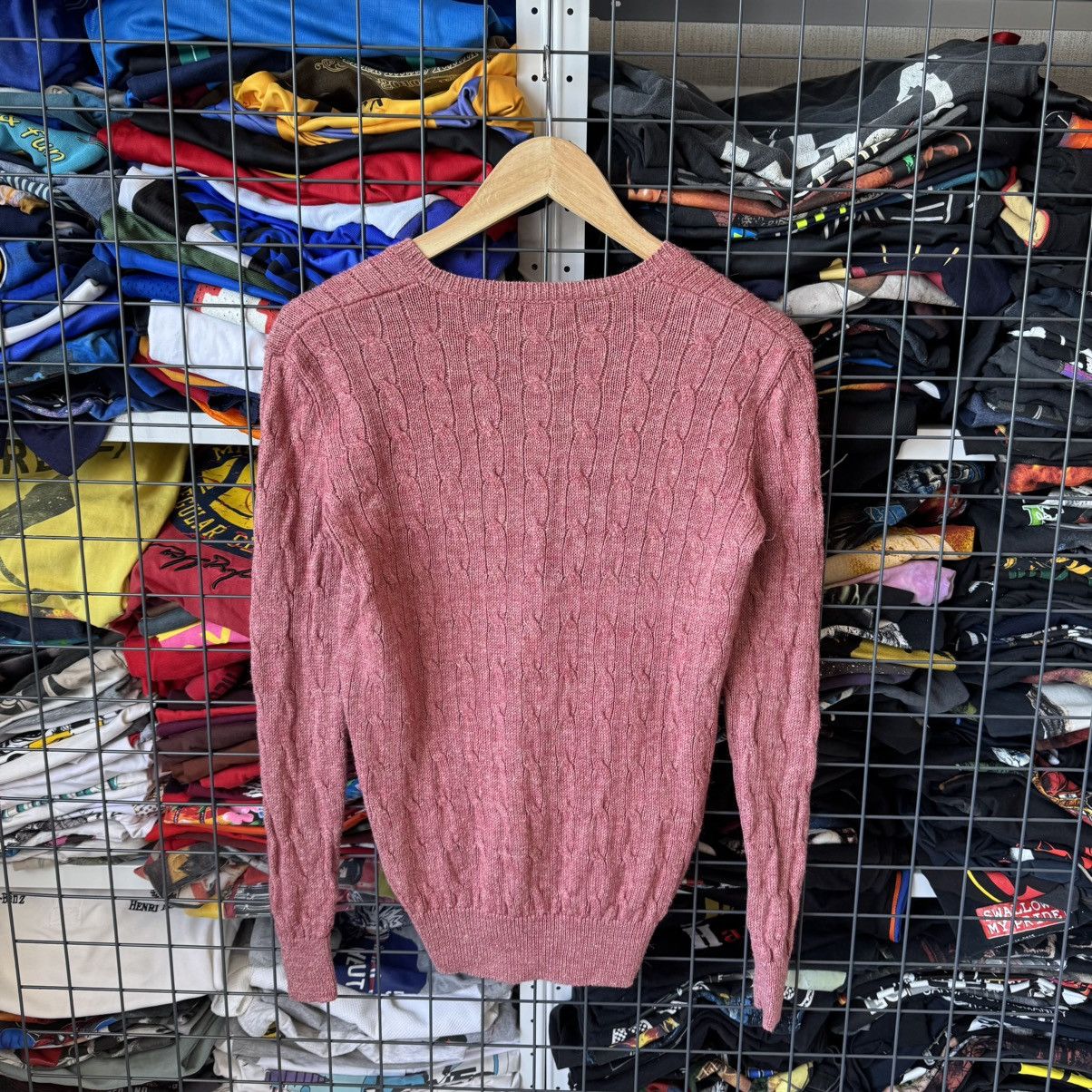 Polo Ralph Lauren Vintage Polo Ralph Lauren Cable Knit V-neck Pink Sweater Size S / US 4 / IT 40 - 3 Thumbnail