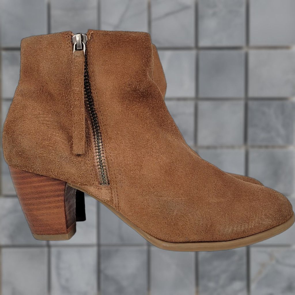 Camel Bass Women's Bridget Boots Size 6 Tan Camel Suede Block Heel Boho Comfy Bootie Size US 6 / IT 36 - 1 Thumbnail