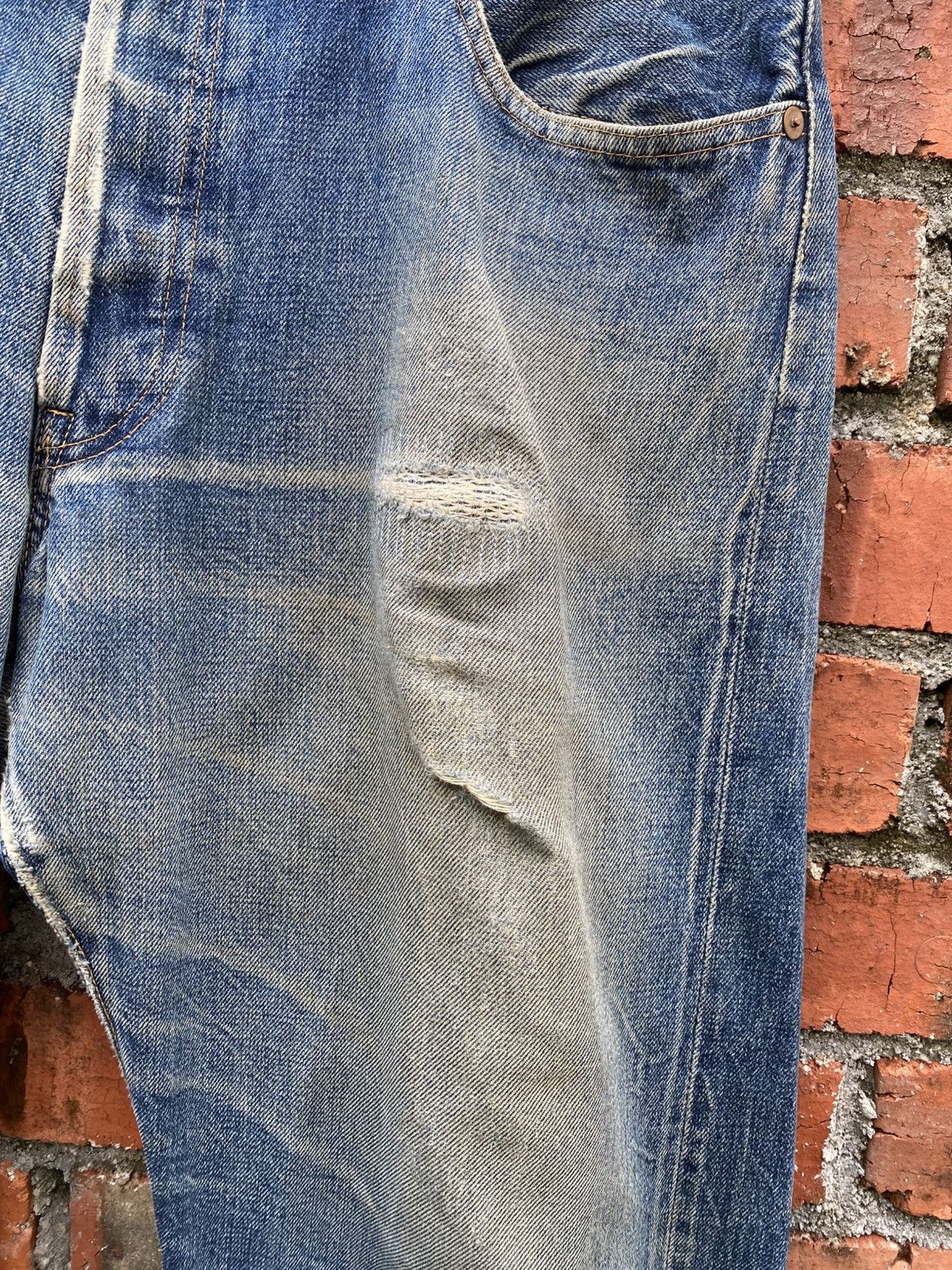 Denime W36x32 sewing chop redline denime distressed repaired denime Size US 36 / EU 52 - 3 Thumbnail