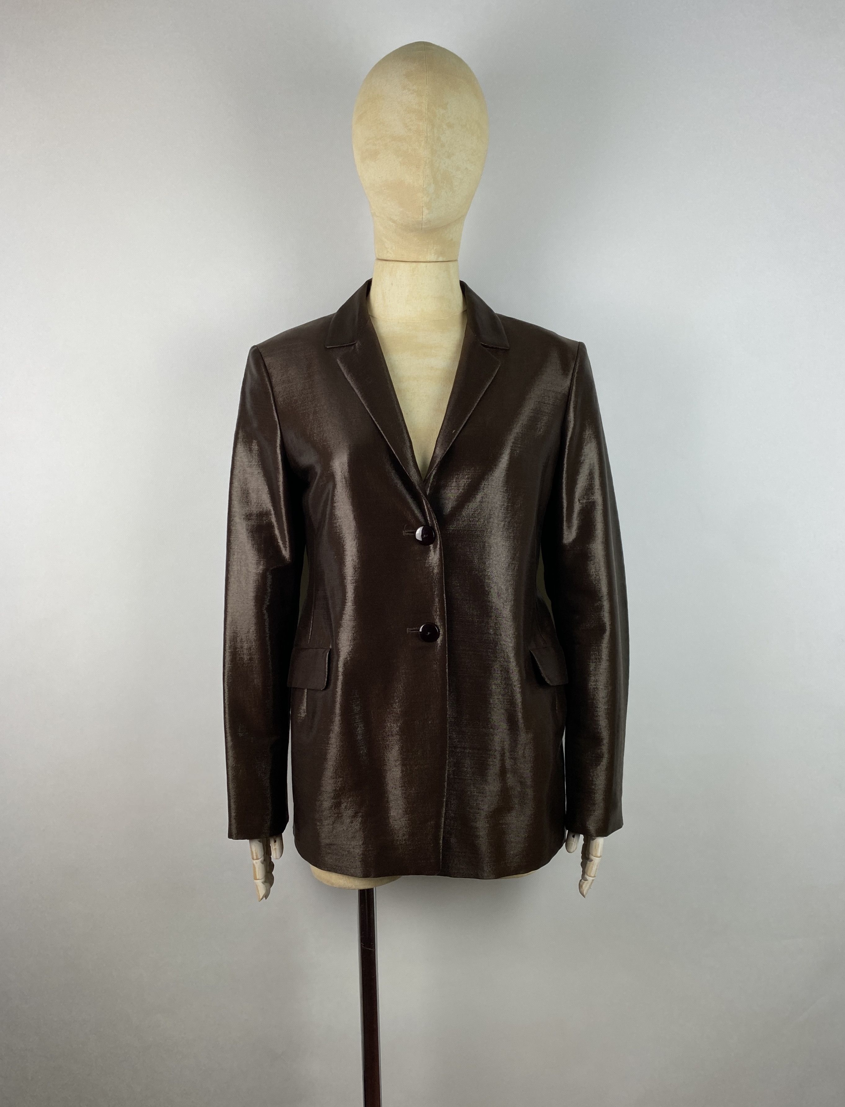 image of Women`s Jil Sander Shiny Brown Wool Blazer Size 38, Women's