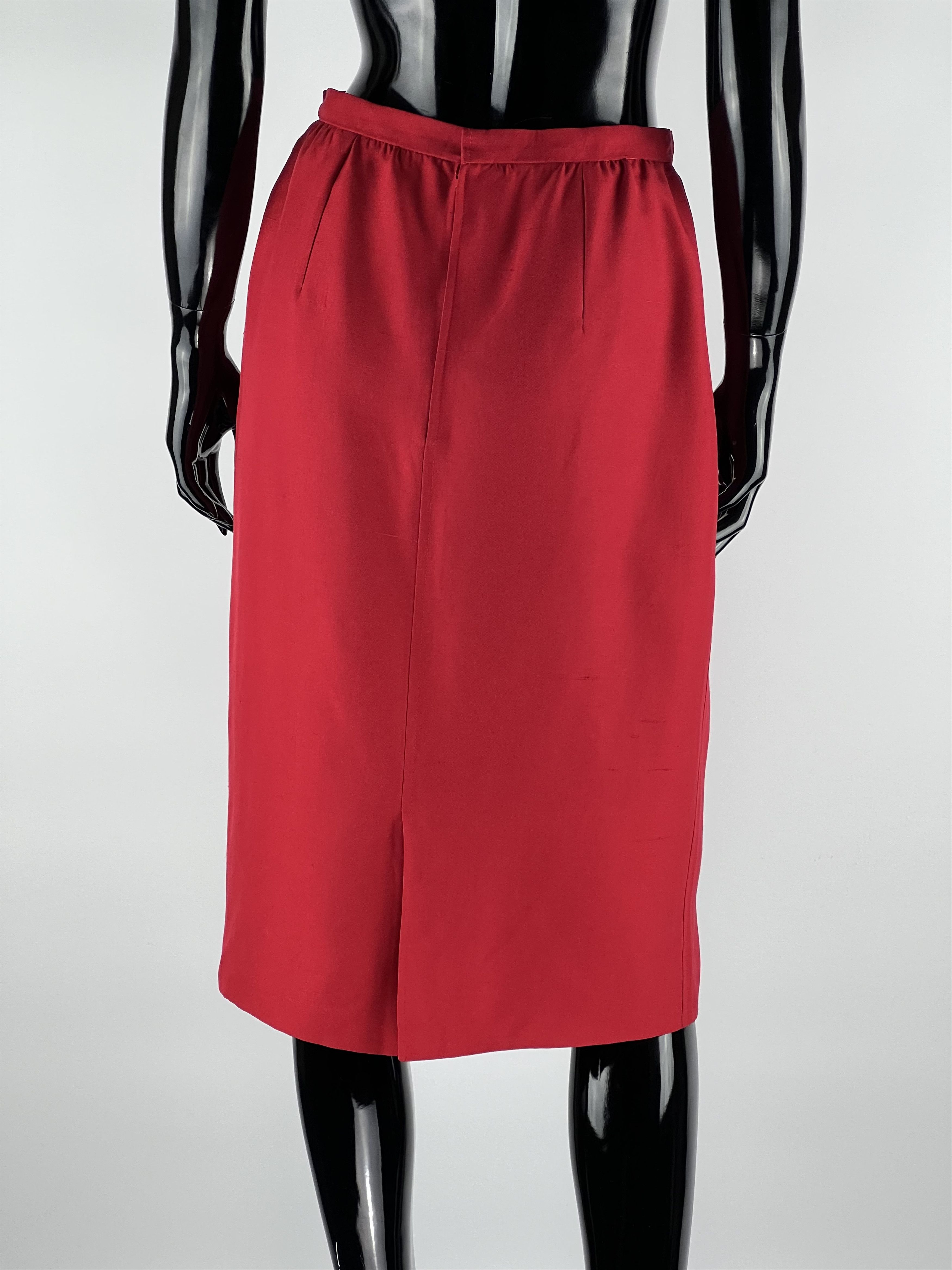 Valentino × Vintage Rare Vintage Valentino Boutique Red Midi Skirt Size 10 Size 27" / US 4 / IT 40 - 3 Thumbnail