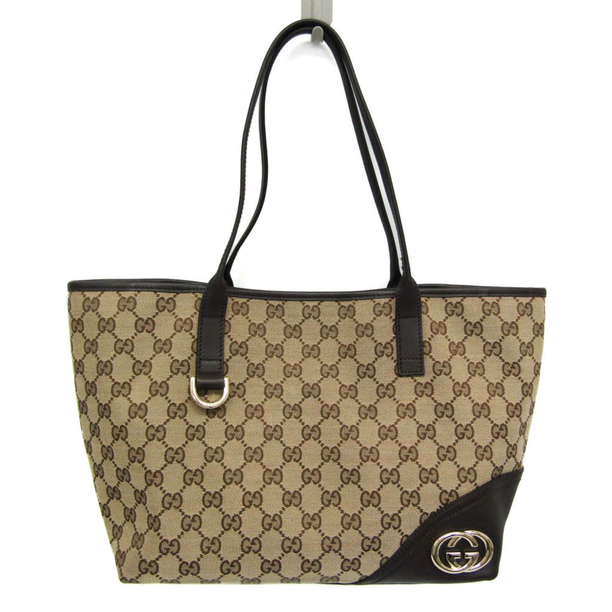 Interlocking G Beige Canvas Tote Bag (Pre-Owned)