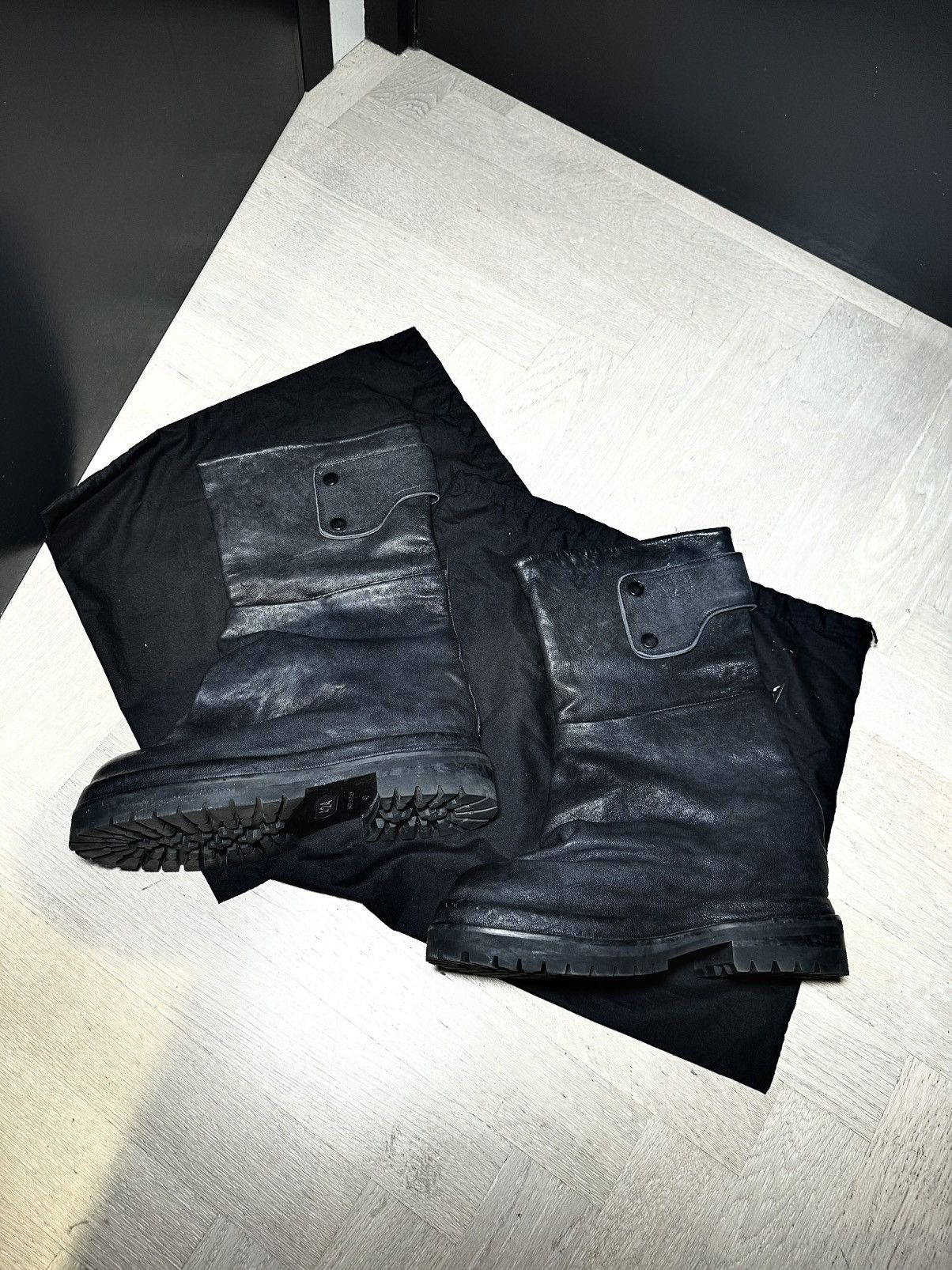 424 424 on Fairfax Overlay Black Leather Strap Boots 40 Size US 7 / EU 40 - 3 Thumbnail