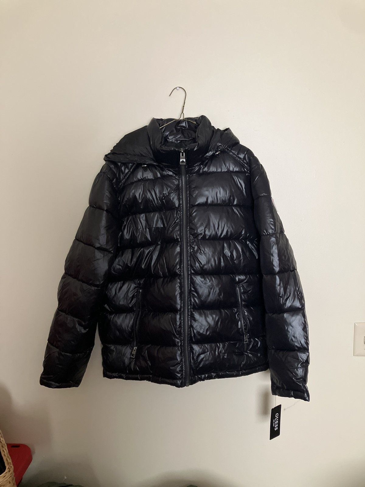 Guess Puffer Jacket Mens Hooded Hoodie Coat Removable Hood