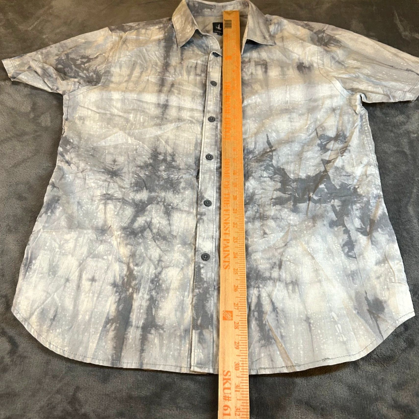 Vintage HOWE Shirt Tie Dye Gray Short Sleeve Button-Up Mens Large Size US L / EU 52-54 / 3 - 7 Thumbnail