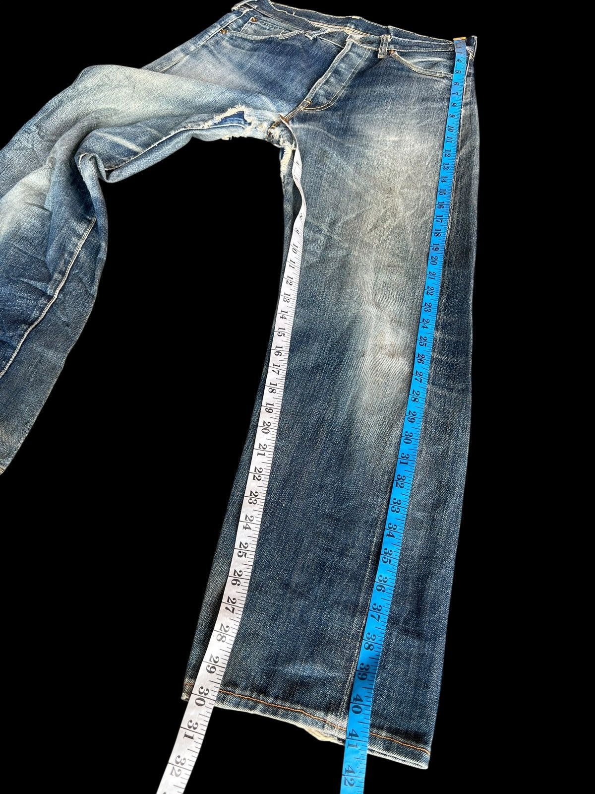 Levi's Vintage Distressed Levi’s 501 E LVC Selvedge Denim Jean Size US 32 / EU 48 - 15 Thumbnail