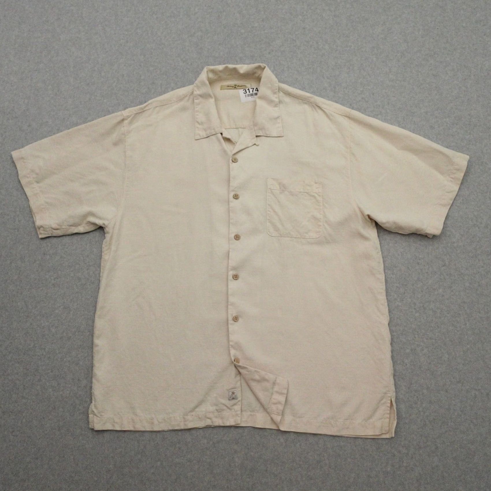 Tommy Bahama TOMMY BAHAMA Shirt Mens XL Beige Silk Hawaiian Camp Off The Deep End 29x23 Size US XL / EU 56 / 4 - 5 Thumbnail