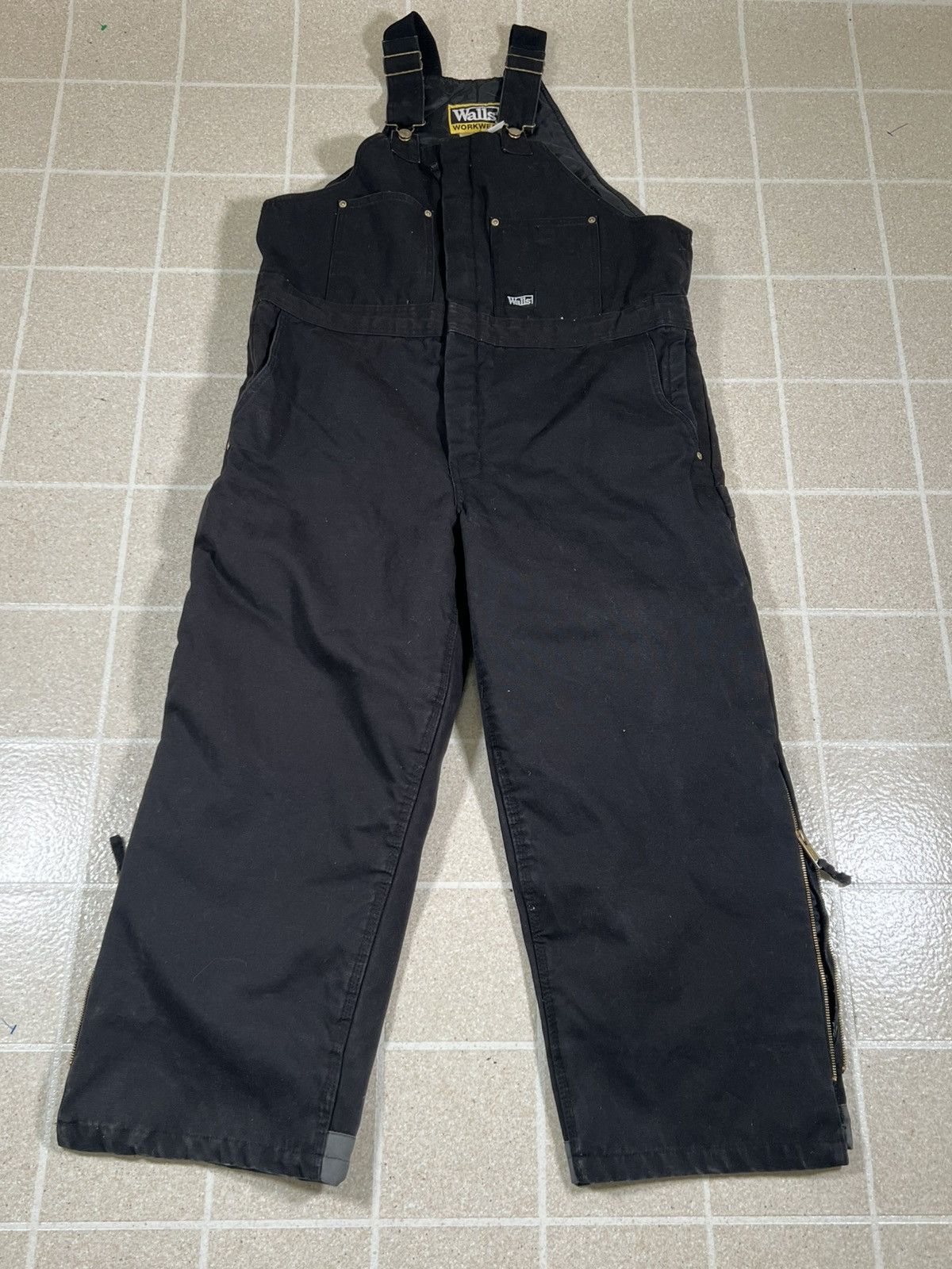 Walls Walls Overalls Mens Large Black Duck Bib Double Knee Lined Size US 40 / EU 56 - 1 Thumbnail