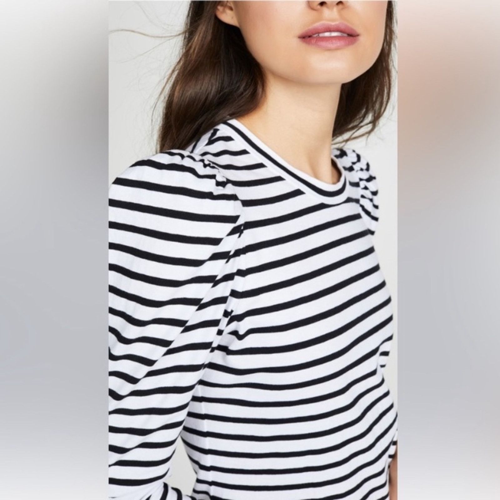 A.L.C. A.L.C. $365 Kidman Black Striped Puff LS Tee Dress XS Size XS / US 0-2 / IT 36-38 - 5 Thumbnail
