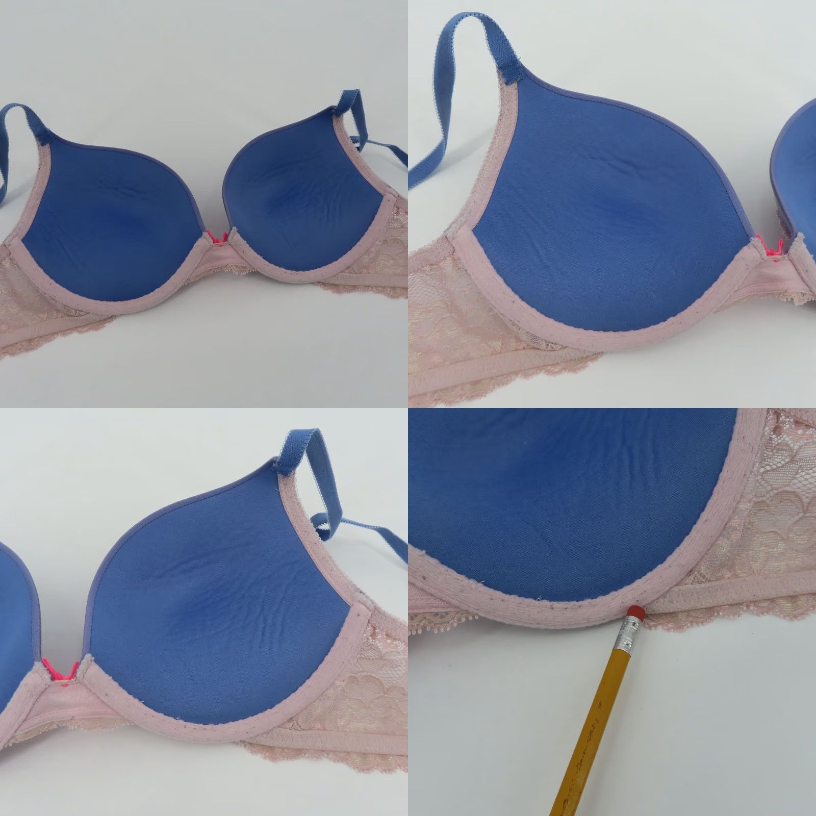 Victoria's Secret Victoria's Secret Dream Angels Push Up Bra 34C Purple Pink Flower Lace Bow Padded Size ONE SIZE - 8 Thumbnail