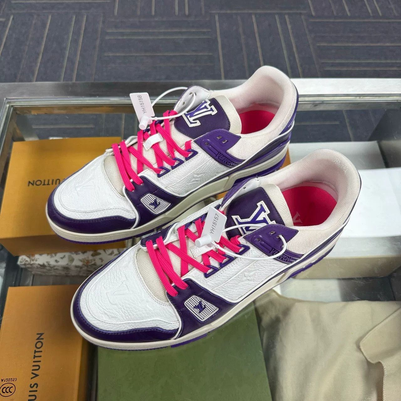 Louis Vuitton LV TRAINER White Purple Size US 11.5 / EU 44-45 - 1 Thumbnail