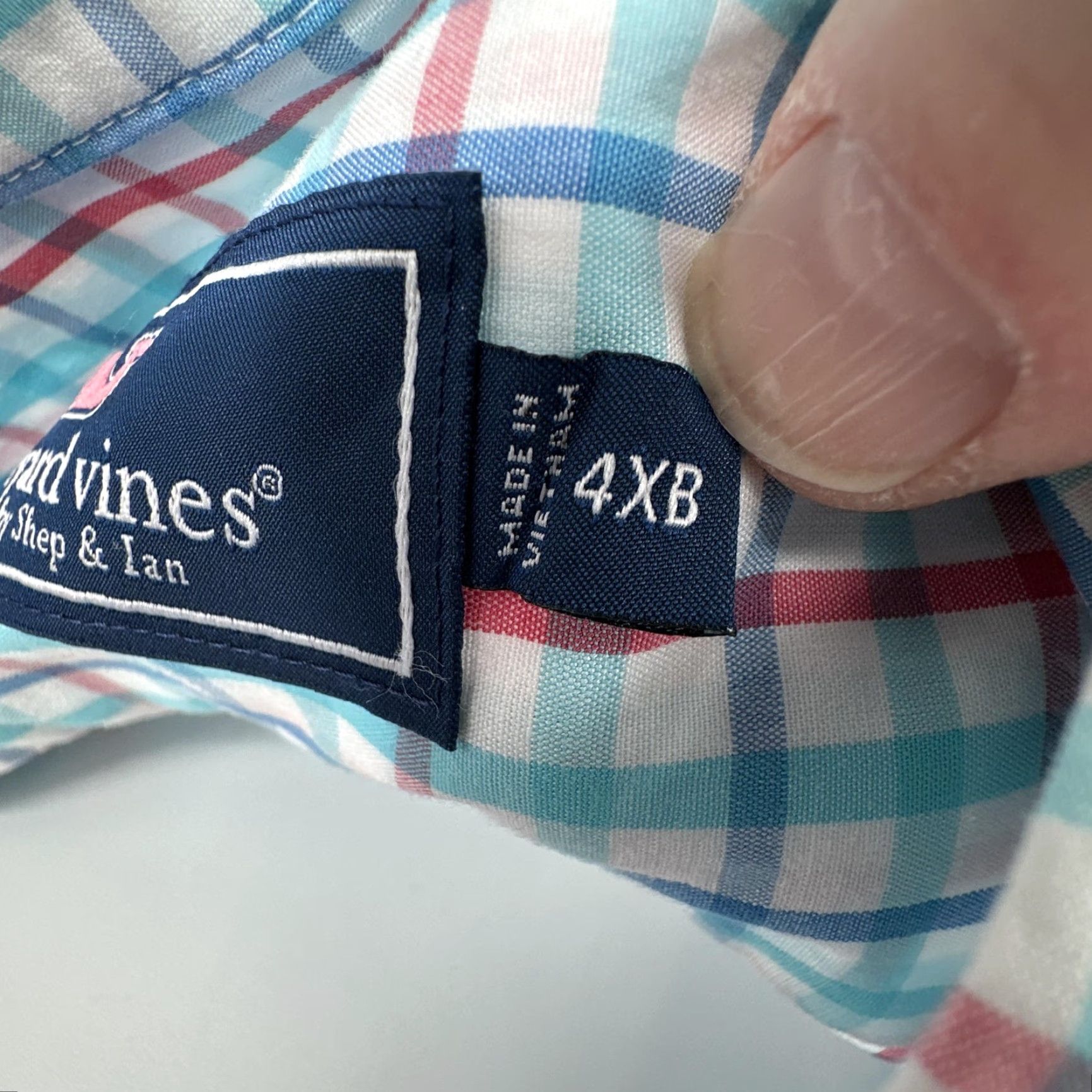Vineyard Vines Vineyard Vines Shirt Mens Big 4X Blue Check Stretch Long Sleeve Button Down Size US XXL / EU 58 / 5 - 6 Thumbnail