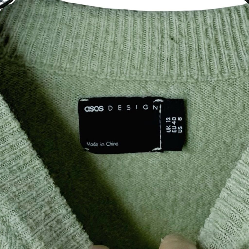 Asos ASOS Women's Muted Lime Green Crew Neck Sweater Minimal 8 Size M / US 6-8 / IT 42-44 - 3 Thumbnail