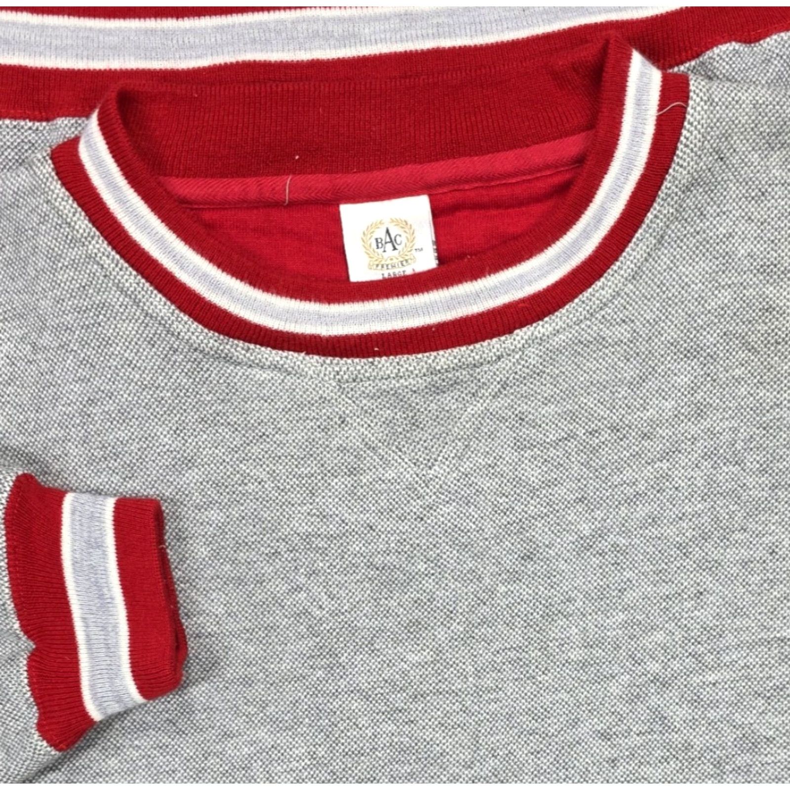 Vintage VINTAGE BAC Premier Gray Crewneck Long Sleeve Sweatshirt L Pullover Men 90s Fish American NC State Red Accent Collar Size US L / EU 52-54 / 3 - 2 Thumbnail