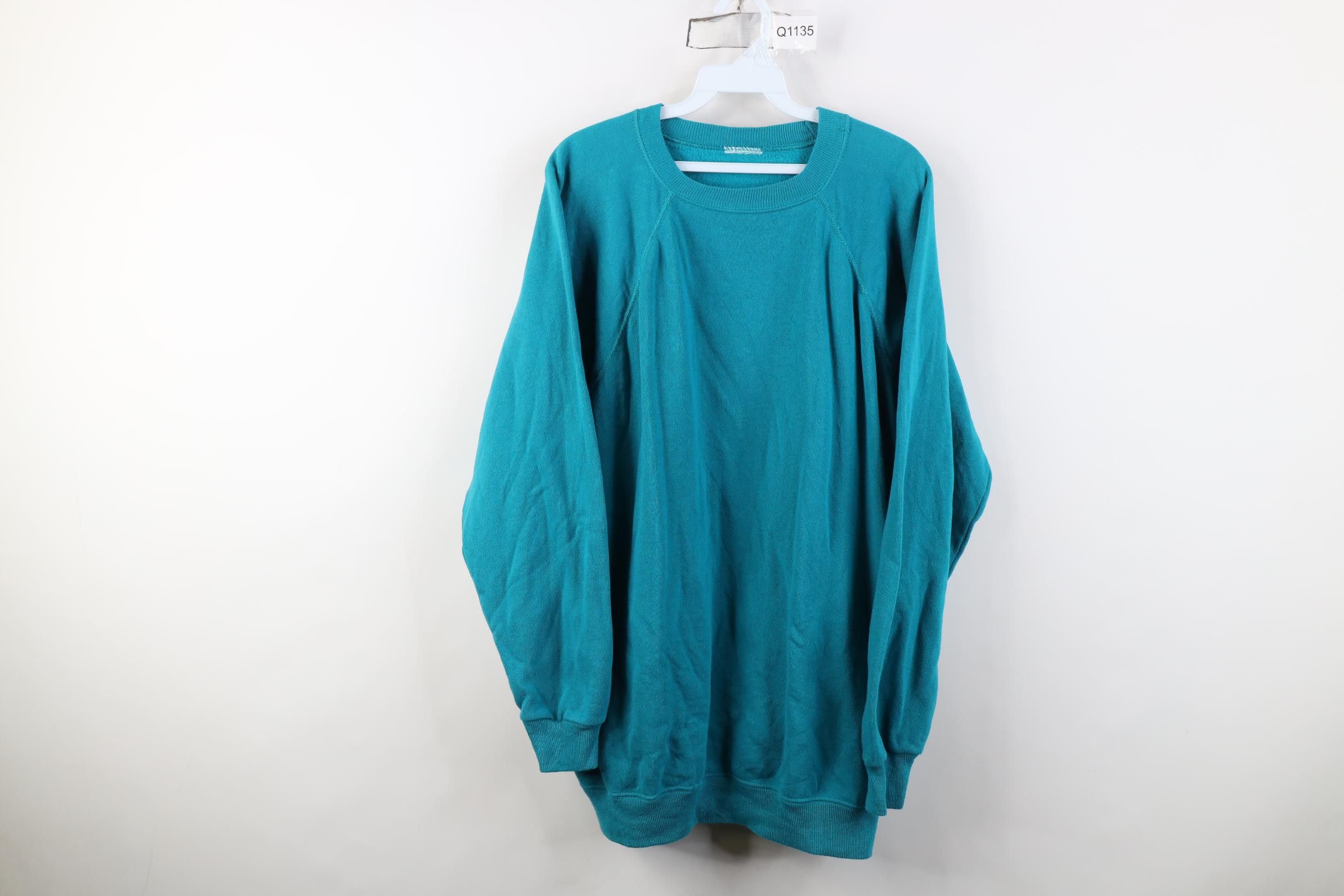 Vintage Vintage 90s Streetwear Baggy Fit Crewneck Sweatshirt Teal Size US XL / EU 56 / 4 - 1 Thumbnail