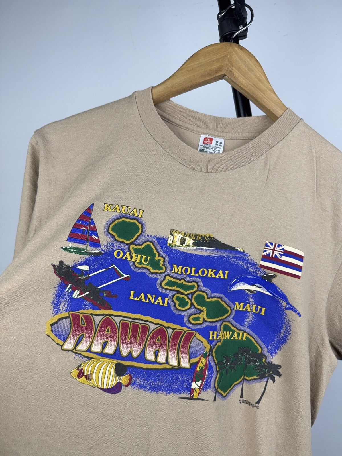 Vintage Vintage Retro Hawaii Islands Map Tee 90s Hanes Made in USA Size US S / EU 44-46 / 1 - 4 Thumbnail