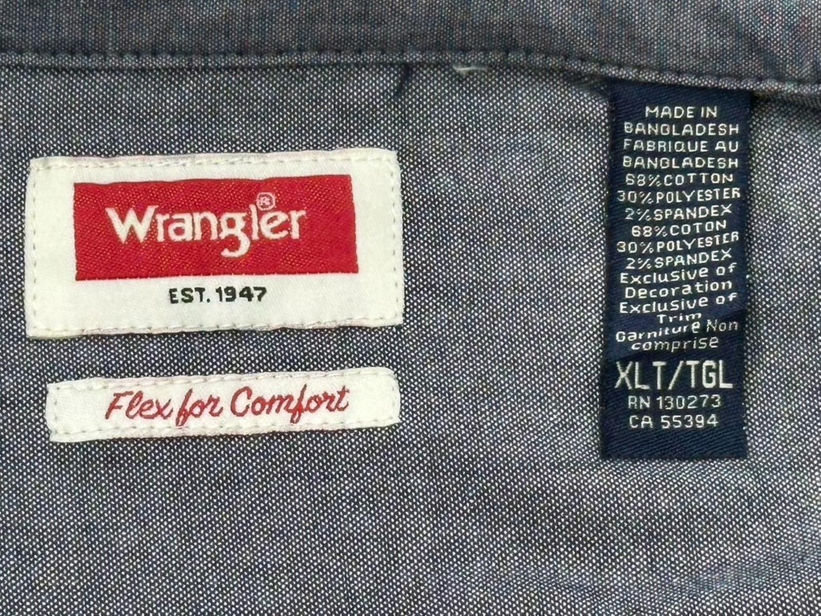 Wrangler Wrangler Plaid Tall Cotton/Polyester Button Up Green/Gray XL Size US XL / EU 56 / 4 - 3 Thumbnail
