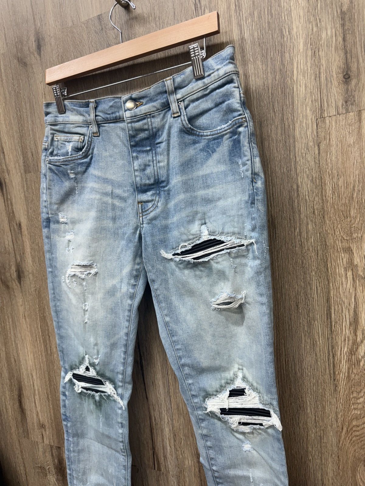 Amiri Amiri MX1 Blue Jeans Black Patch Size US 31 - 4 Thumbnail