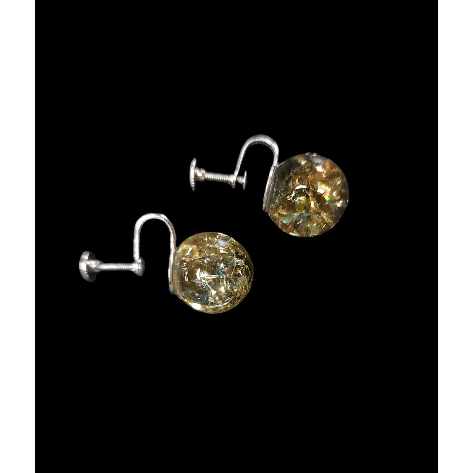 The Unbranded Brand Vintage round yellow glass screw back earrings silver-tone Size ONE SIZE - 5 Thumbnail