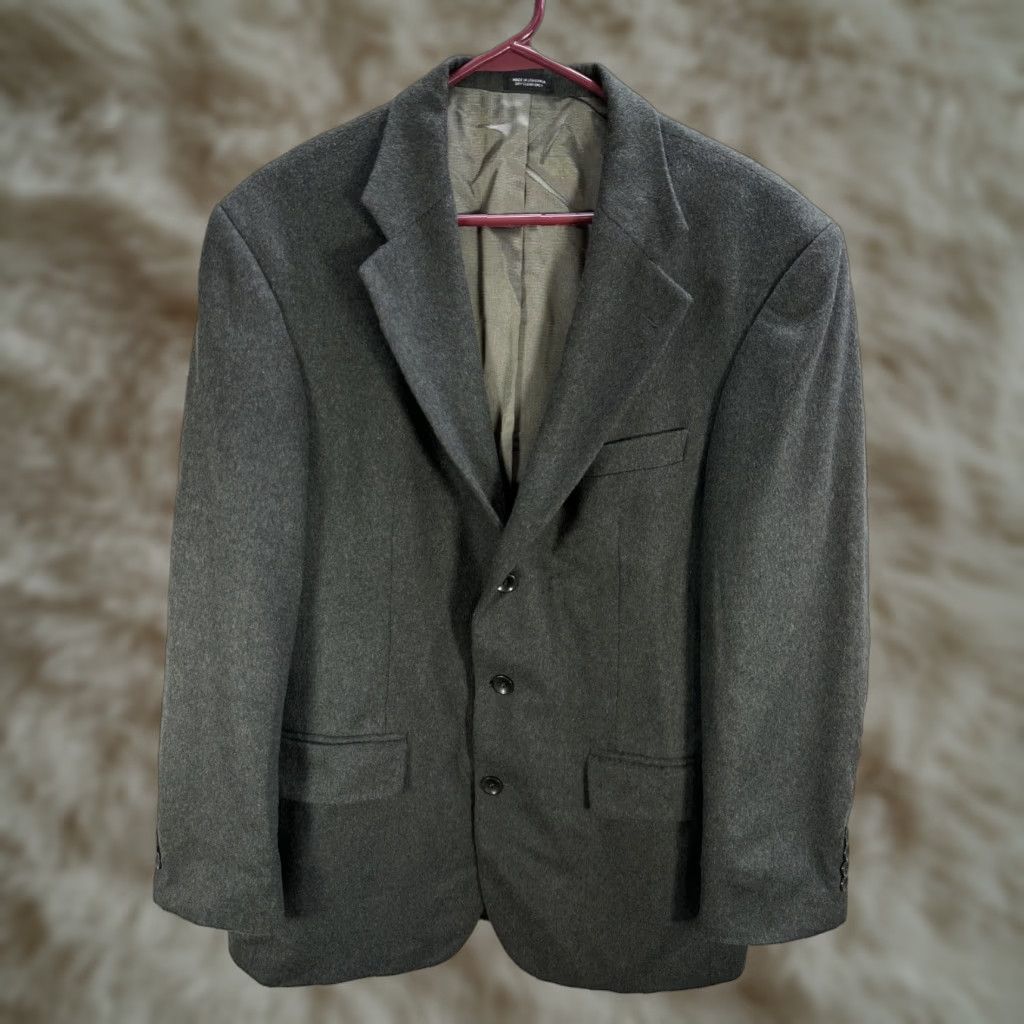 Oscar De La Renta VINTAGE Oscar de la Renta Blazer Jacket Mens Green 41R Single Breasted Cashmere Wool Nylon Three-Button Wool Blazer Mens Size 42R - 1 Thumbnail