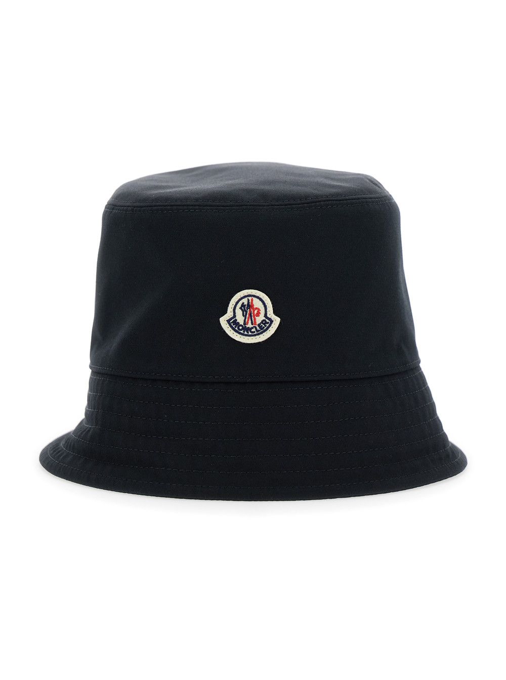 Moncler Black Bucket Hat with Dropped Wide Brim and Logo Patch on the Front in Cotton Blend Woman Size ONE SIZE - 1 Thumbnail