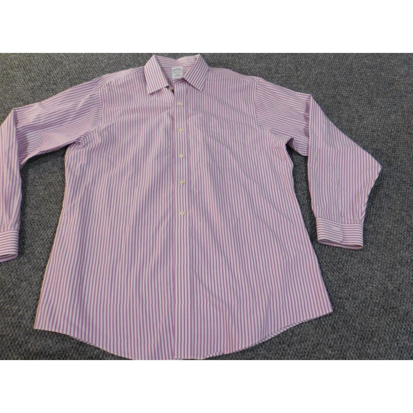 Brooks Brothers Brooks Brothers Dress Shirt Mens 17 Purple Slim Fit Striped Button Down Collar 1818 Barrel Cuff Business Size 46R - 2 Thumbnail