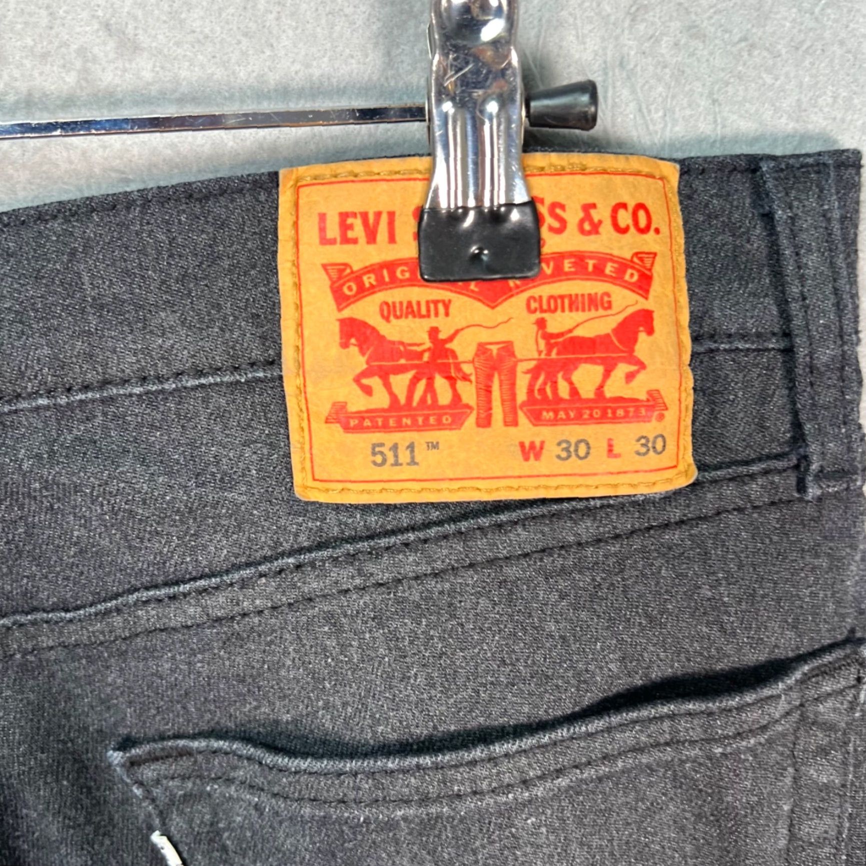 Levi's Levi's 511 Mens Size 30 x 28 Slim Fit Black Stretch Jeans Cotton Blend Denim Size US 30 / EU 46 - 3 Thumbnail