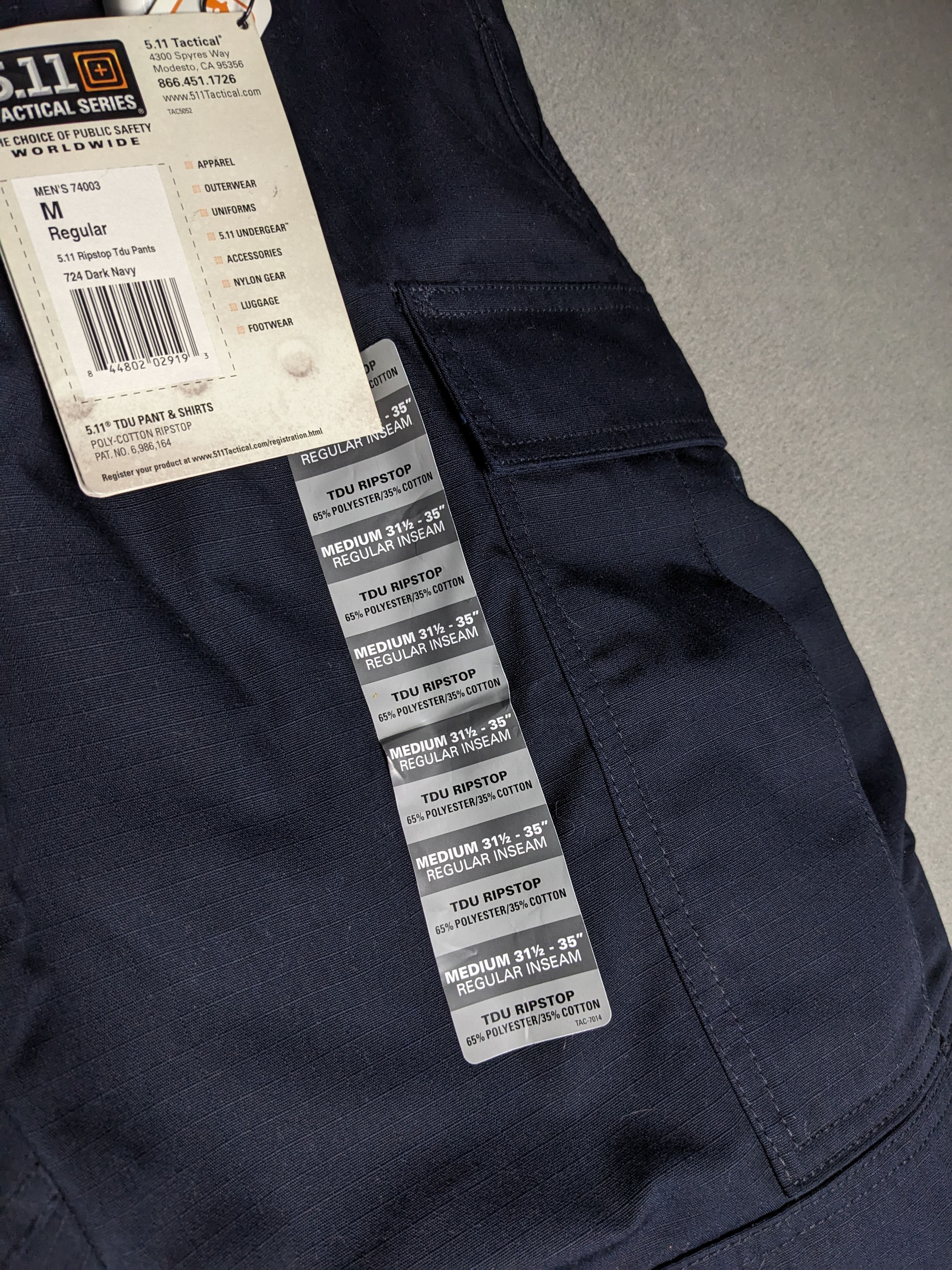 5.11 5.11 Tactical TDU Mens Pants 32x33 Medium/Regular Ripstop Size US 32 / EU 48 - 4 Thumbnail