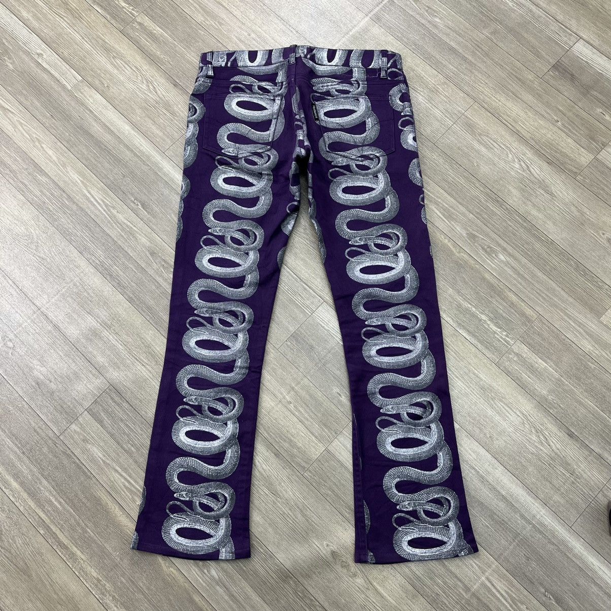 Hysteric Glamour Rare💜 1999s Hysteric Glamour Snake Printed Flared Jeans Y2K Size US 28 / EU 44 - 20 Thumbnail