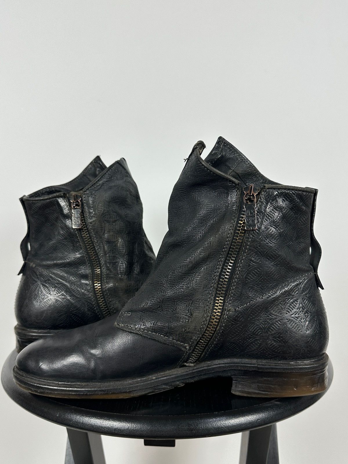 A.S.98 A.S.98. Airstep Black Leather Biker Gothic Ankle Boots Size US 9 / IT 39 - 9 Thumbnail