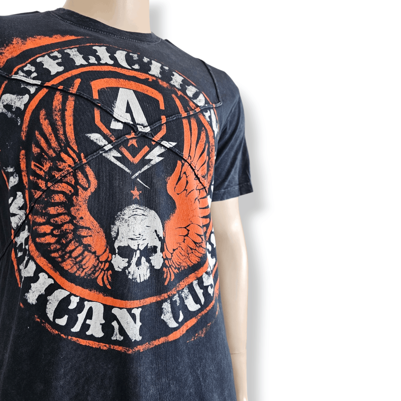 Affliction Affliction Acid Wash Black & Orange Graphic Print T-Shirt Size US L / EU 52-54 / 3 - 2 Thumbnail