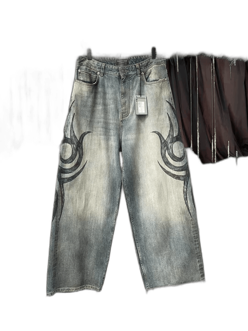 Balenciaga Balenciaga Dragon Print Denim Pants in XS-2505 Size US 26 / EU 42 - 1 Thumbnail