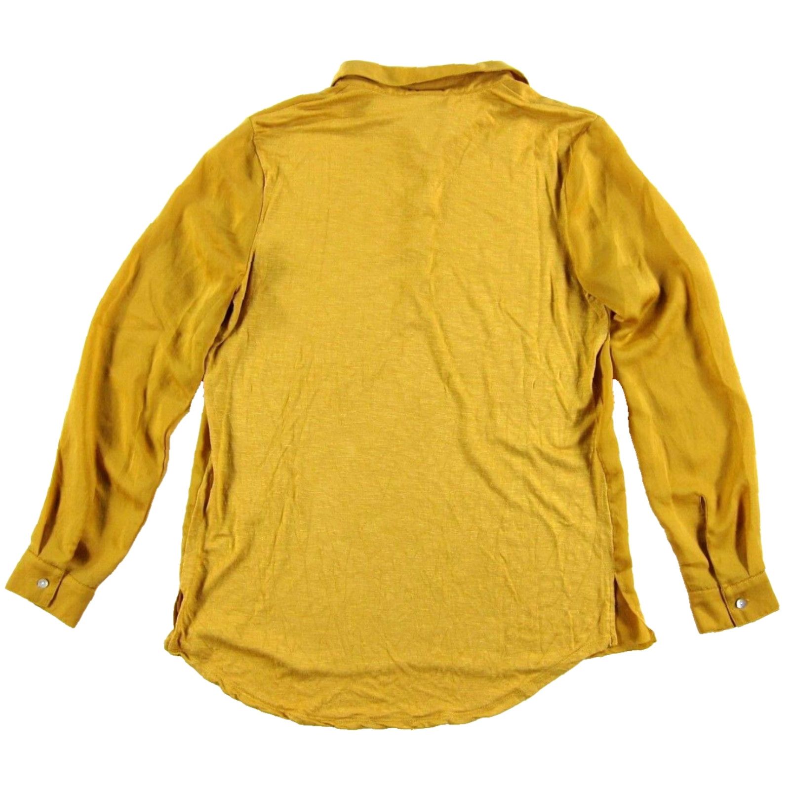 Anthropologie VINTAGE Dolan Anthropologie Yellow Silky Jersey Collared Long Sleeve Blouse Size Small Size S / US 4 / IT 40 - 2 Thumbnail