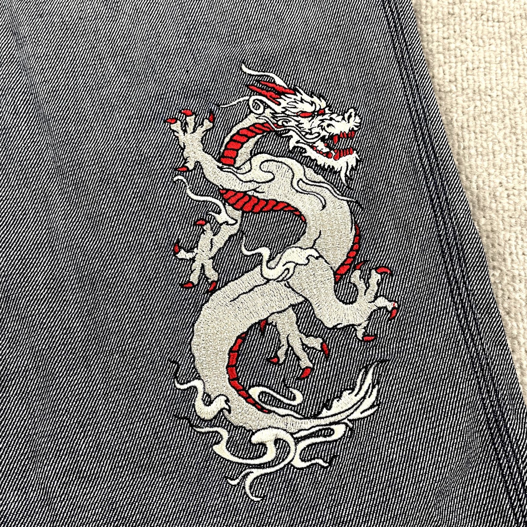 Vintage VINTAGE PACO Jeans Mens 31 x 31 Hip Hop Wide Skater Dragon Tiger Embroidered Y2K Blue Mens Size US 31 - 3 Thumbnail