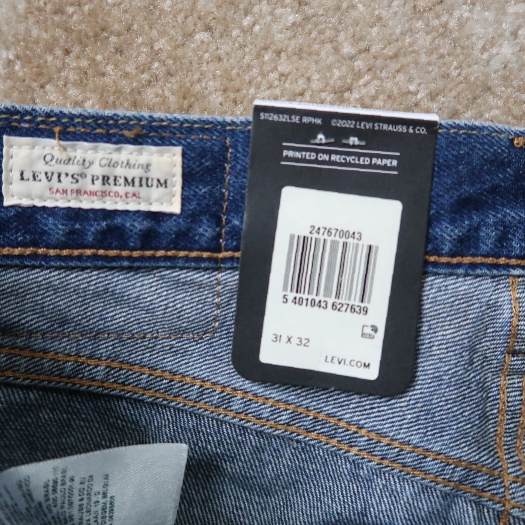 Levi's VINTAGE Levi's Premium 1961 551 Z Relaxed Straight Jeans Men’s 31x32 New Distressed hemp Blue Denim 80s 90s Mens Regular Jeans Size US 31 - 5 Thumbnail