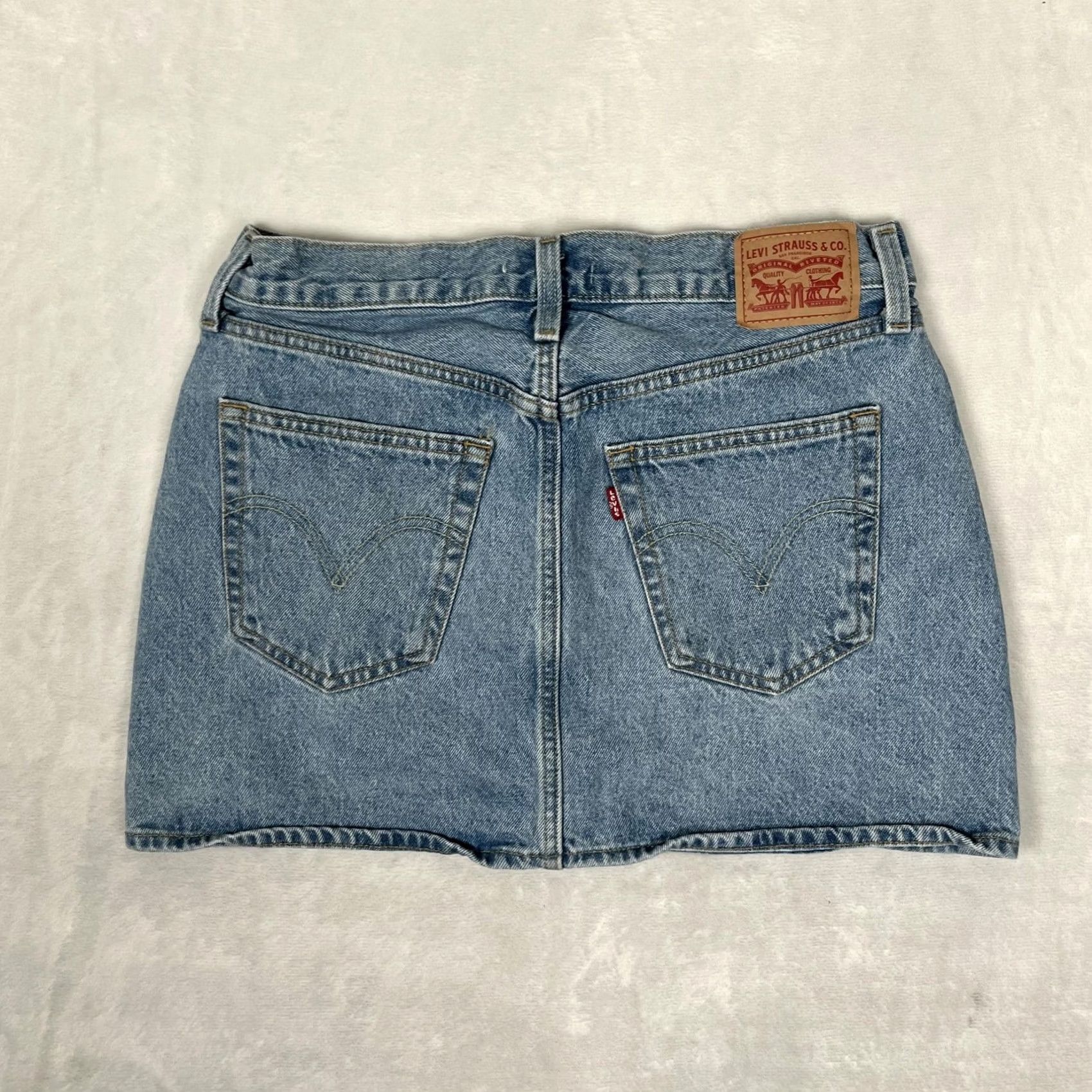 Levi's Levi's Womens Icon Skirt Blue Denim Mini Button Fly Casual Size 29" - 6 Thumbnail