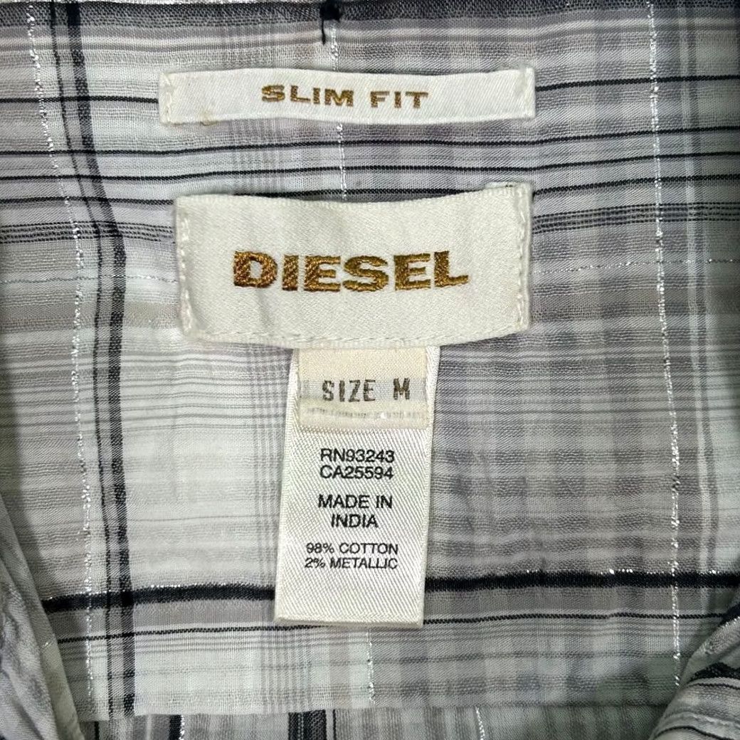 Diesel Diesel Womens Medium Gray Slim Fit Plaid Button Down Shirt Size M / US 6-8 / IT 42-44 - 5 Thumbnail