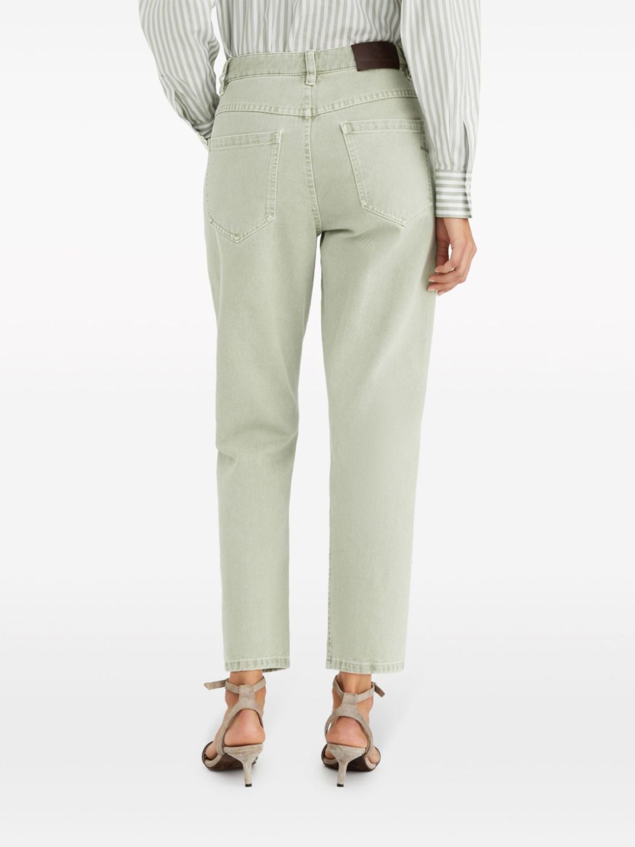 Brunello Cucinelli o1w1db10825 Woman Dyed Pants in Light Pastel Green Size 30" / US 8 / IT 44 - 2 Thumbnail