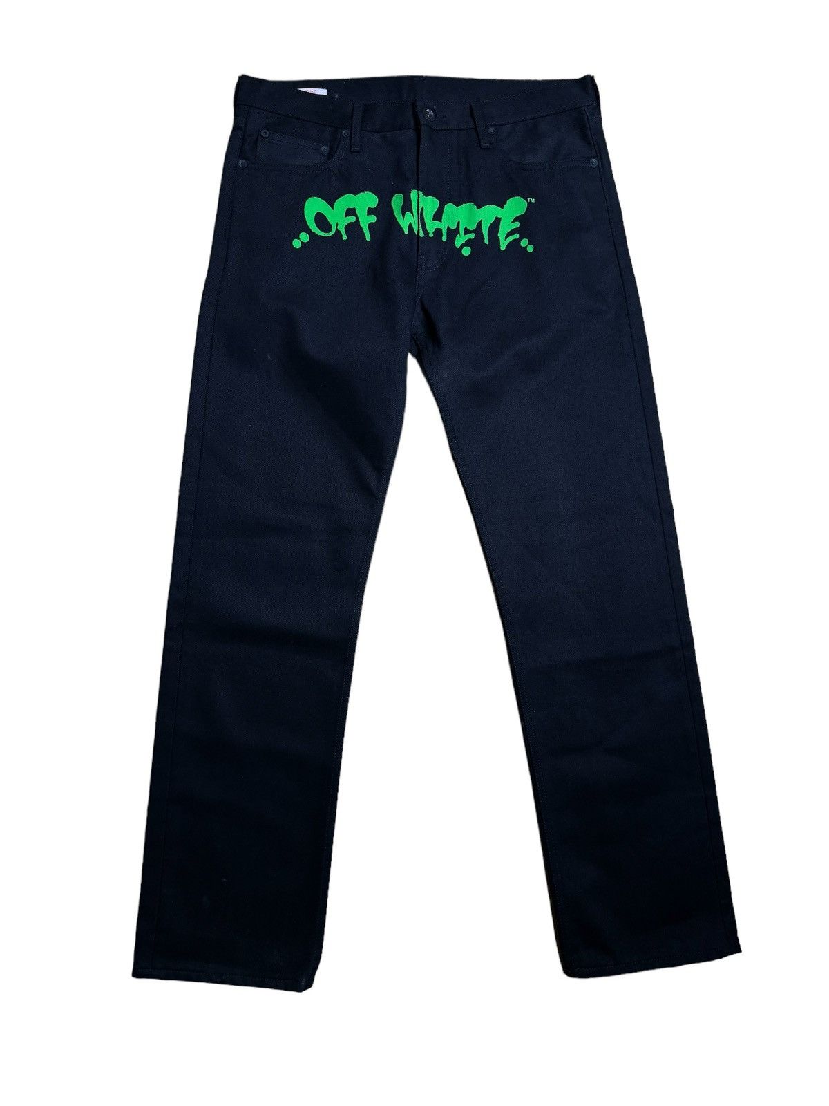 image of Off White Off-White Big Logo Straight Jeans (34) in Black, Men's