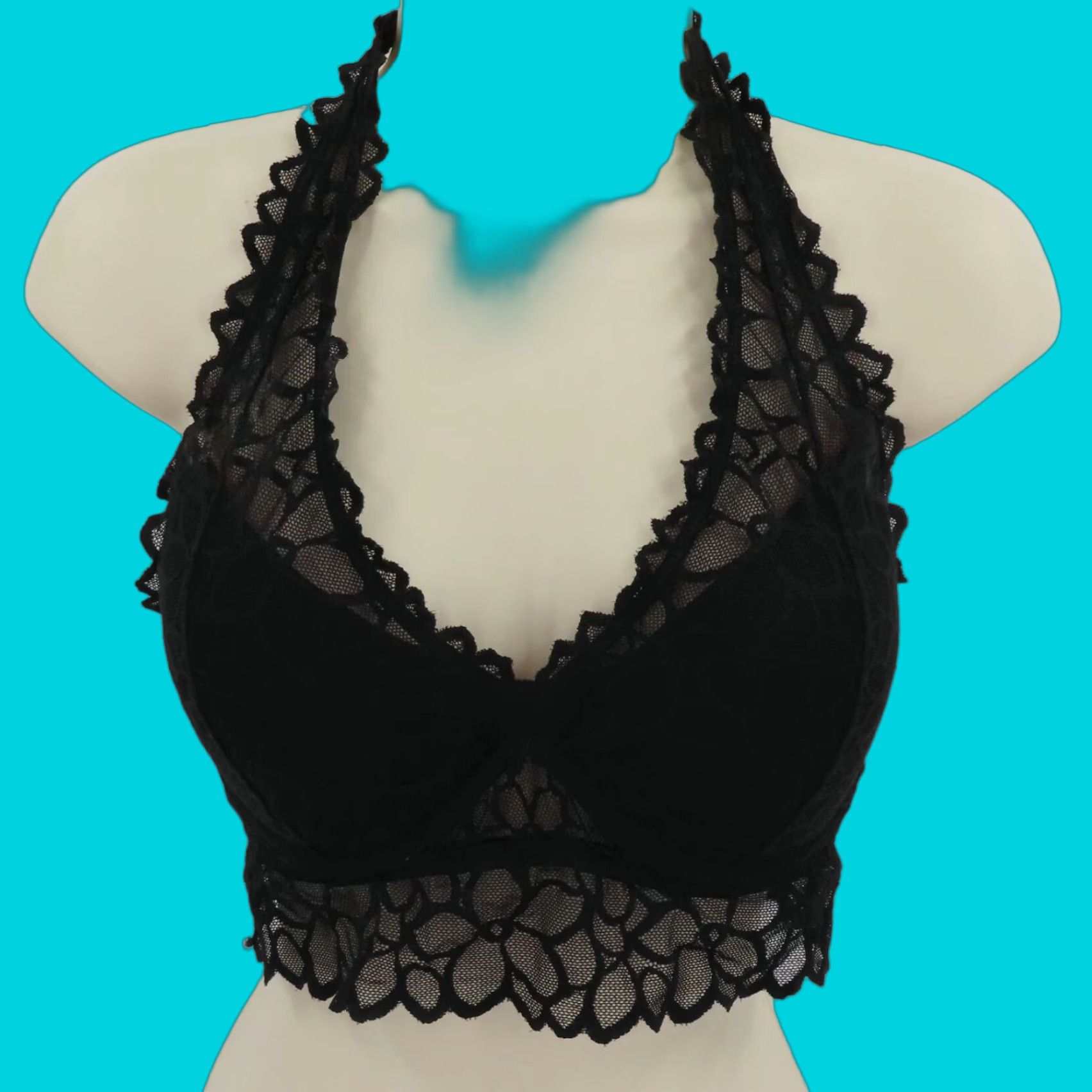 Victoria's Secret PINK Victoria's Secret Small D-DD Black Flower Lace Halter Bralette Underwire Bralette Women N/A Size ONE SIZE - 1 Thumbnail