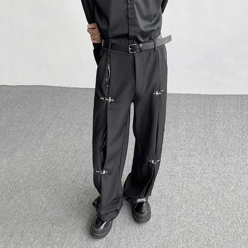 Japanese Brand × Vintage Avant garde retro buckle pu leather mix pleated pants Size US 29 - 6 Thumbnail