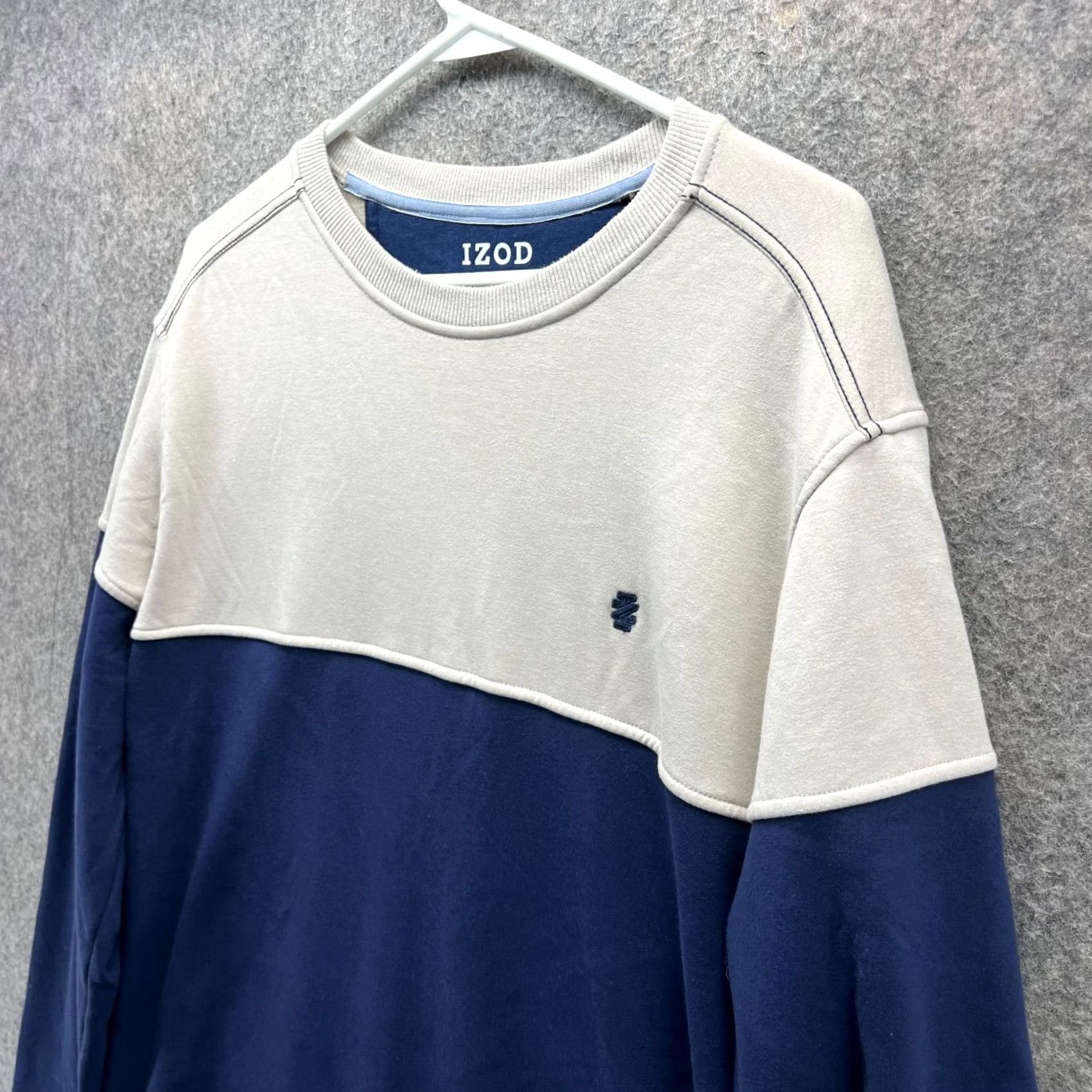 Izod VINTAGE IZOD Sweater Men Large Beige Blue Advantage Performance Stretch Pullover Fleece Size US L / EU 52-54 / 3 - 6 Thumbnail