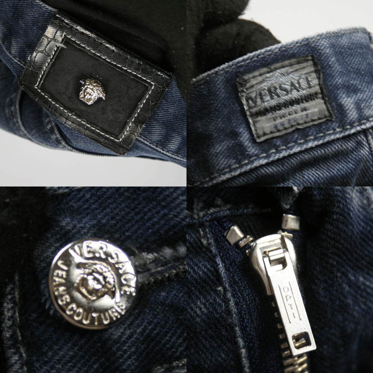 Versace 90S Medusa Patch Metal Logo Faded Jeans Vintage Size US 40 / EU 56 - 12 Thumbnail