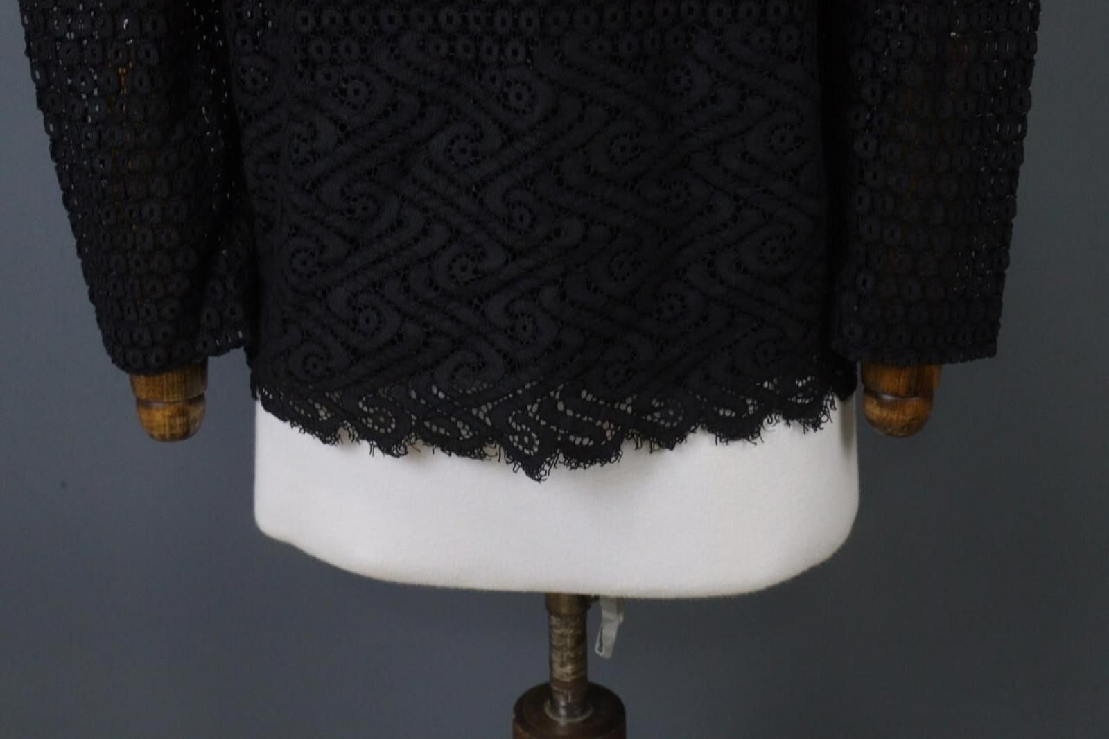 Designer Cop Copine Black Cotton Lace Boat Blouse Top Size 42 Size M / US 6-8 / IT 42-44 - 11 Thumbnail