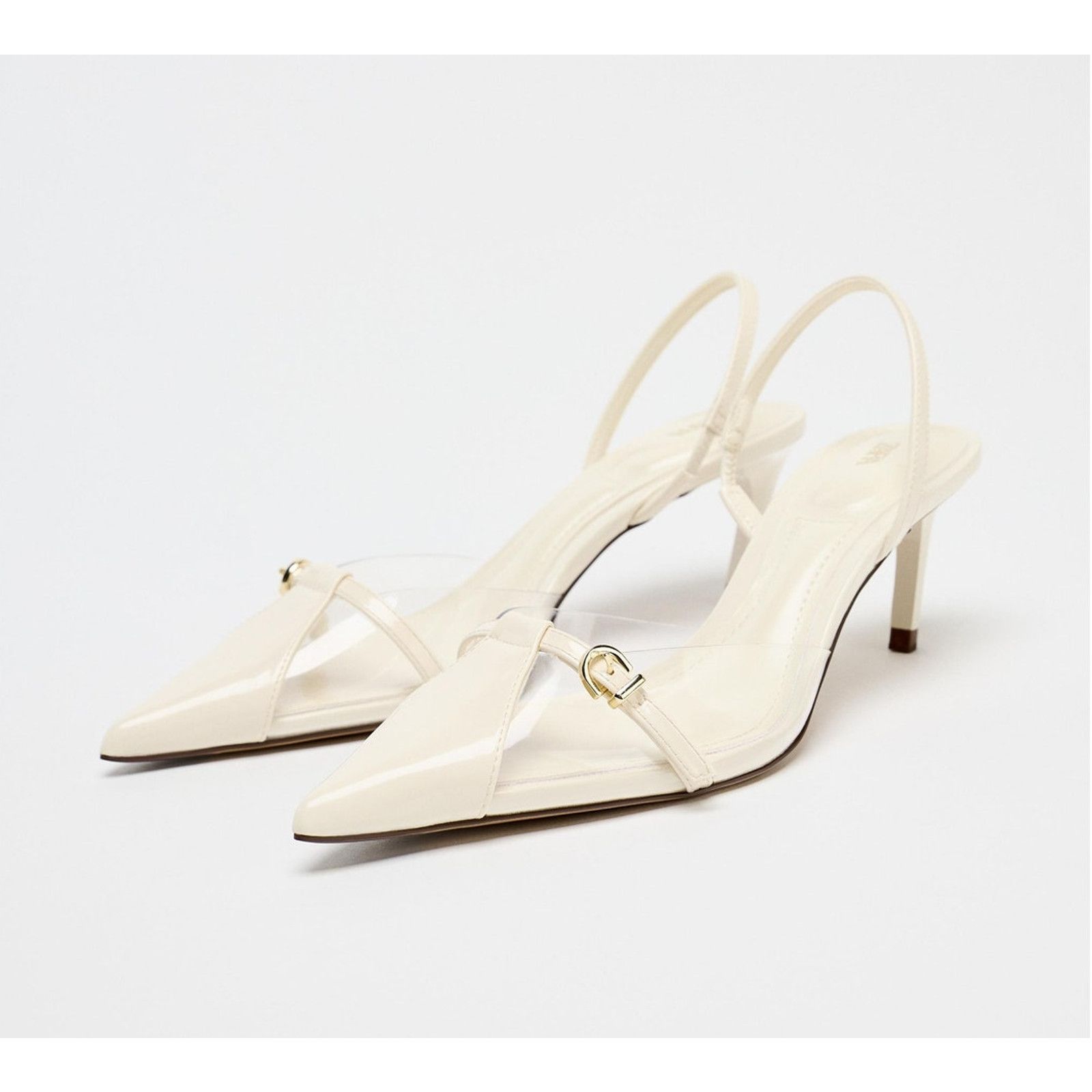 Zara Zara White Pointed Toe Slingback Heels NWT Size US 9 / IT 39 - 18 Thumbnail